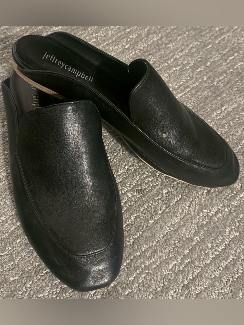 Jeffrey Campbell Black Leather Mule Clogs